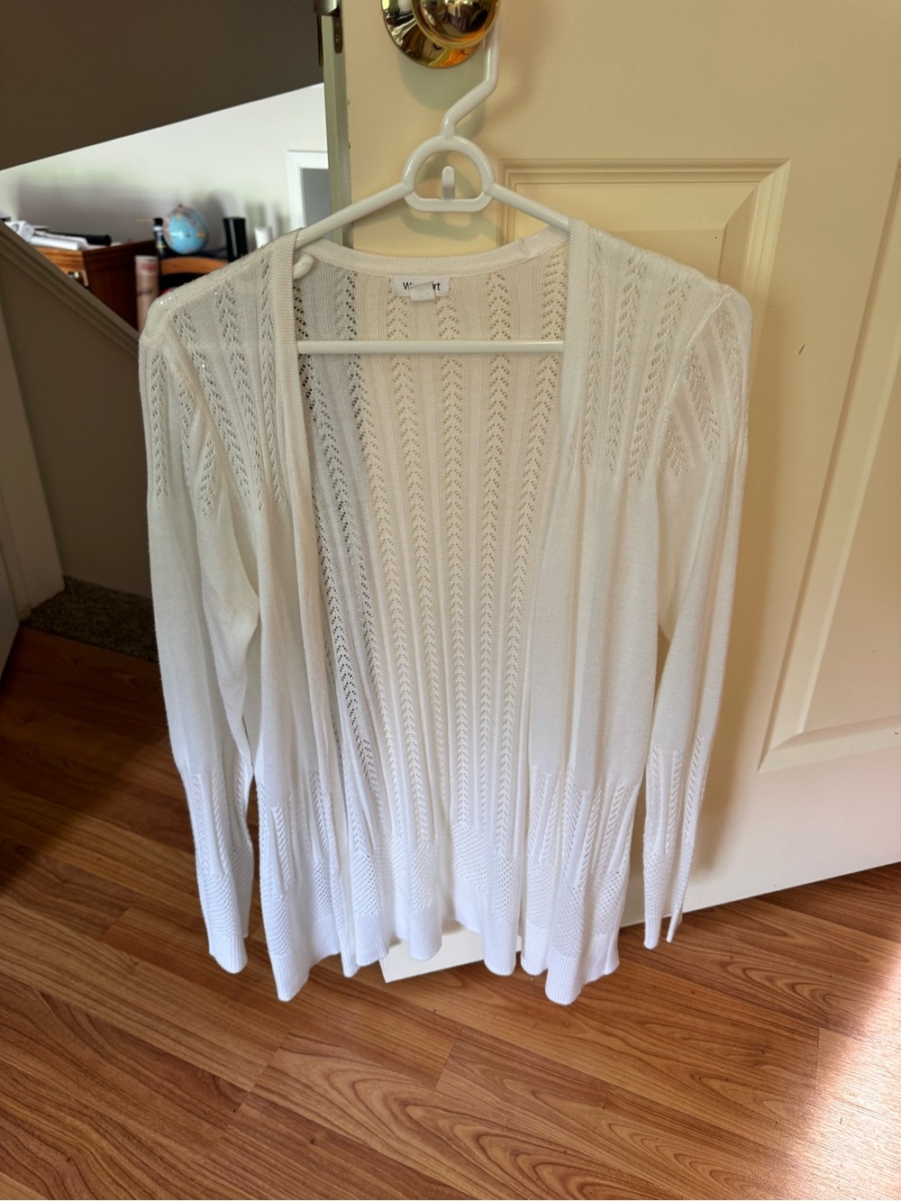 Westport White Open-Front Lace Knit Cardigan